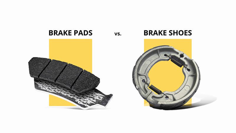 Comparison between brake pads and brake shoes with detailed illustrations