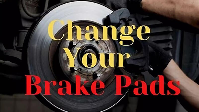 Changing brake pads, mechanic in action