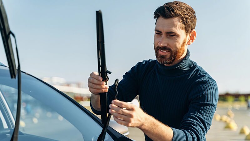 wiper blades on car windshield